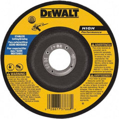 DeWALT - 30 Grit, 7" Wheel Diam, 1/8" Wheel Thickness, 7/8" Arbor Hole, Type 27 Depressed Center Wheel - Aluminum Oxide, 8,700 Max RPM, Compatible with Angle Grinder - Caliber Tooling