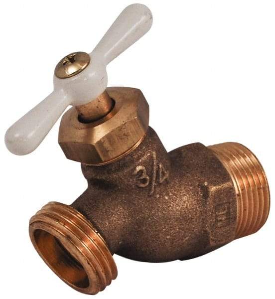 Legend Valve - 3/4" Pipe, 125 psi WOG Rating, Brass Hose Bibb, Stop Valve - T Handle, MNPT x MGHT End Connections, Use with Potable Water Applications - Caliber Tooling