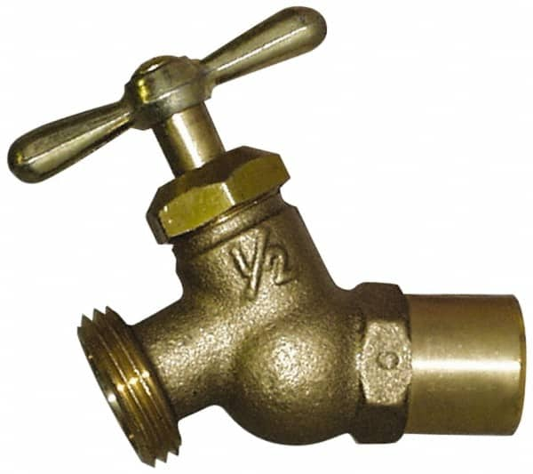 Legend Valve - 3/4" Pipe, 125 psi WOG Rating, Brass Hose Bibb, Stop Valve - T Handle, MGHT End Connections, Use with Potable Water Applications - Caliber Tooling