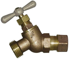 Legend Valve - 1/2" Pipe, 125 psi WOG Rating, Brass Hose Bibb, Stop Valve - T Handle, MGHT End Connections, Use with Potable Water Applications - Caliber Tooling