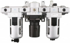 PRO-SOURCE - 3/8" NPT Port Intermediate 3 Piece Filter-Regulator-Lubricator FRL Unit - Polycarbonate Bowl, 71 SCFM, 145 Max psi, 8.66" High, Automatic Drain - Caliber Tooling