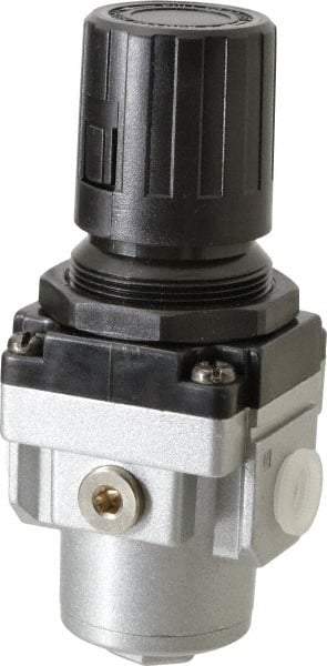 PRO-SOURCE - 1/4 NPT Port, 56 CFM, Aluminum Intermediate Regulator - 7 to 145 psi Range, 220 Max psi Supply Pressure, 1/8" Gauge Port Thread, 2.16" Wide x 5.31" High - Caliber Tooling