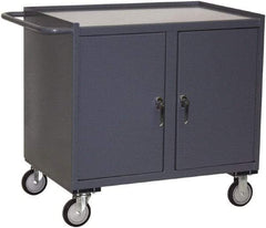 Jamco - 1,200 Lb Capacity, 2 Shelf, 2 Tray, 2 Door Mobile Workstation - 36" Wide x 24" Deep x 36" High, Steel, Gray - Caliber Tooling