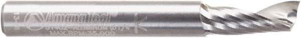 Amana Tool - 1/4" Cutting Diam x 5/8" Length of Cut, 1 Flute, Upcut Spiral Router Bit - Right Hand Cut, Solid Carbide, 2" OAL x 1/4" Shank Diam - Caliber Tooling