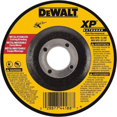 DeWALT - 24 Grit, 9" Wheel Diam, 1/8" Wheel Thickness, 7/8" Arbor Hole, Type 27 Depressed Center Wheel - Zirconia Alumina, Resinoid Bond, 6,600 Max RPM, Compatible with Angle Grinder - Caliber Tooling