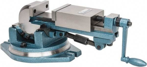 Gibraltar - 4" Jaw Width, 4-11/64" Jaw Opening Capacity, 3-Way Angle Swivel Machine Vise - Manual Operation, 1 Station, 20" Long x 7.28" High x 1-1/2" Deep, Cast Iron - Caliber Tooling