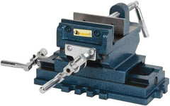 Interstate - 3-35/64" Jaw Opening Capacity x 1.18" Throat Depth, Horizontal Drill Press Vise - 4" Wide x 1.18" High Jaw, Cross Slide Base, Standard Speed, 8" OAL x 5.1" Overall Height, Cast Iron - Caliber Tooling