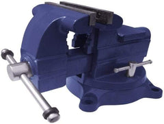 Gibraltar - 5-1/2" Jaw Width x 5" Jaw Opening Capacity, 3-7/16" Throat Depth, Bench & Pipe Combination Vise - 1/8 to 2-1/2" Pipe Capacity, Swivel Base, Bolt Down Attachment, Ductile Iron - Caliber Tooling