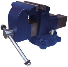 Gibraltar - 5" Jaw Width x 5" Jaw Opening Capacity, 3" Throat Depth, Bench & Pipe Combination Vise - 5/8 to 2-3/8" Pipe Capacity, Swivel Base, Bolt Down Attachment, Ductile Iron - Caliber Tooling