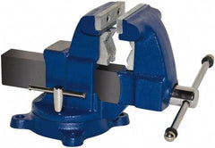 Gibraltar - 4-1/2" Jaw Width x 4-1/2" Jaw Opening Capacity, 4-1/2" Throat Depth, Bench & Pipe Combination Vise - 1/8 to 2-1/2" Pipe Capacity, Swivel Base, Bolt Down Attachment, Ductile Iron - Caliber Tooling