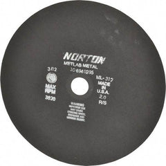 Norton - 12" Aluminum Oxide Cutoff Wheel - 0.078" Thick, 1-1/4" Arbor, 3,820 Max RPM, Use with Stationary Tools - Caliber Tooling