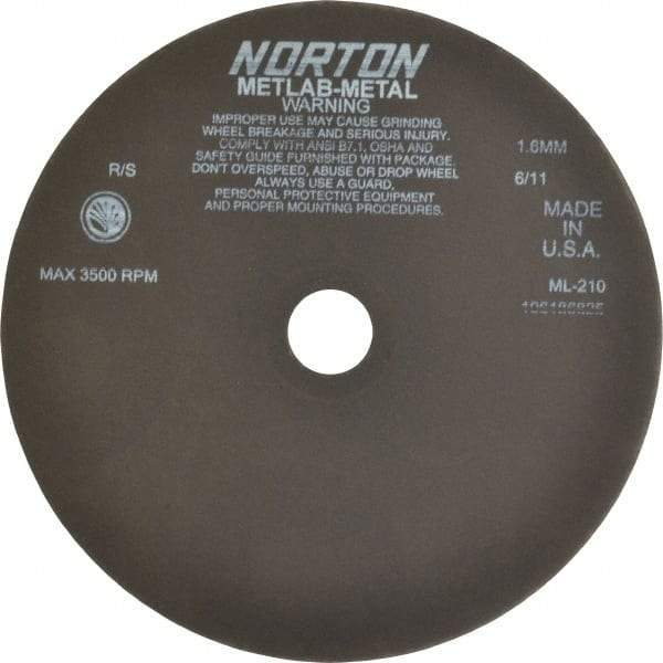 Norton - 10" Aluminum Oxide Cutoff Wheel - 0.063" Thick, 1-1/4" Arbor, 3,500 Max RPM, Use with Stationary Tools - Caliber Tooling