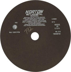 Norton - 12" Aluminum Oxide Cutoff Wheel - 0.078" Thick, 1-1/4" Arbor, 3,820 Max RPM, Use with Stationary Tools - Caliber Tooling