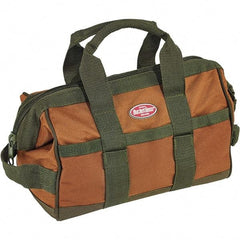 Bucket Boss - 16 Pocket Brown & Green Polyester Tool Bag - 12" Wide x 7" Deep x 9" High - Caliber Tooling