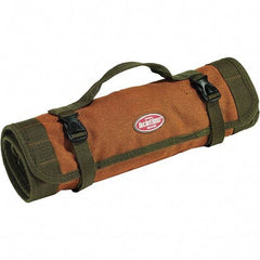 Bucket Boss - 22 Pocket Brown & Green Canvas Tool Roll - 25" Wide x 1/8" Deep x 14" High - Caliber Tooling