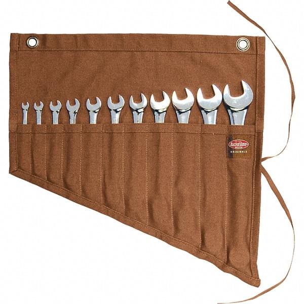 Bucket Boss - 11 Pocket Brown Canvas Tool Roll - 18-3/4" Wide x 1/2" Deep x 18-1/4" High - Caliber Tooling