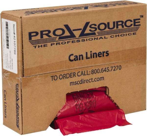 PRO-SOURCE - 30 Gal Capacity, Red, Hazardous Waste Bag - 1.3 mil Thick x 30" Wide x 37" High, Roll - Caliber Tooling