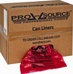 PRO-SOURCE - 10 Gal Capacity, Red, Hazardous Waste Bag - 1.3 mil Thick x 24" Wide x 24" High, Roll - Caliber Tooling