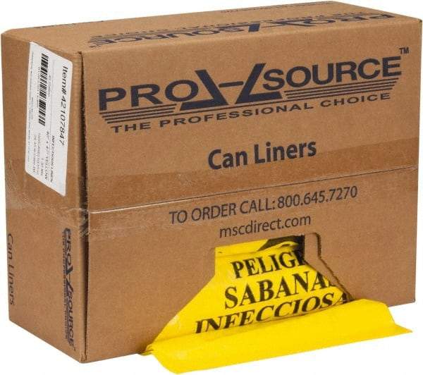 PRO-SOURCE - 45 Gal Capacity, Yellow, Hazardous Waste Bag - 1.3 mil Thick x 40" Wide x 47" High, Roll - Caliber Tooling