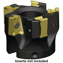 Kennametal - 7 Inserts, 5" Cut Diam, 1-1/2" Arbor Diam, 15.5mm Max Depth of Cut, Indexable Square-Shoulder Face Mill - 0° Lead Angle, 2.38" High, LNGU15T608SRGE Insert Compatibility, Through Coolant, Series MILL 4-15 - Caliber Tooling