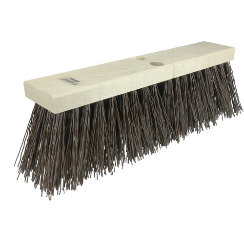 18″ Street Broom, 5-1/4″ Trim Length, Brown Polypropylene Fill - Caliber Tooling