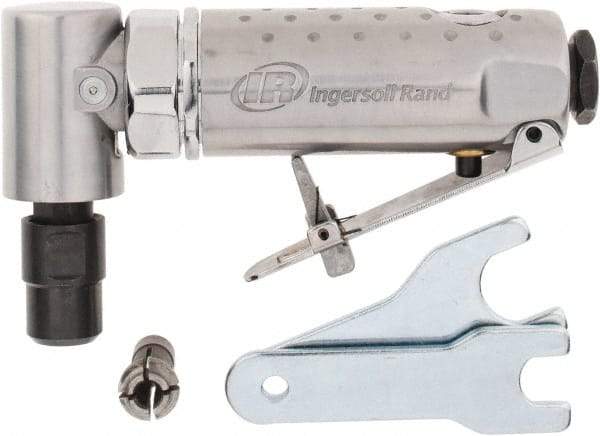 Ingersoll-Rand - 1/4" Collet, Angle Handle, Angle Air Die Grinder - 21,000 RPM, Front Exhaust, 24 CFM, 0.25 hp, 1/4" Inlet - Caliber Tooling