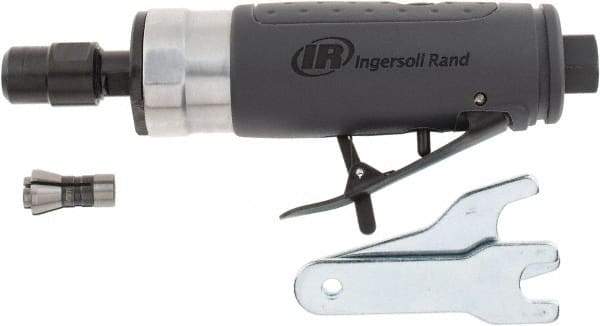 Ingersoll-Rand - 1/4" Collet, Straight Handle, Straight Air Die Grinder - 25,000 RPM, Rear Exhaust, 28 CFM, 0.33 hp, 1/4" Inlet - Caliber Tooling