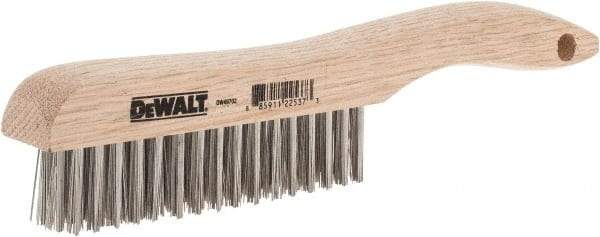 DeWALT - 15 Rows x 4 Columns Stainless Steel Scratch Brush - 10" OAL, 1-1/8" Trim Length, Wood Shoe Handle - Caliber Tooling