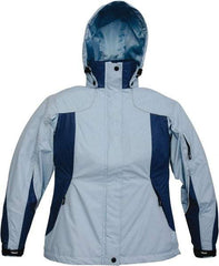 Viking - Size 2XL, Light Blue, Rain, Wind Resistant Jacket - 51" Chest, 4 Pockets, Detachable Hood - Caliber Tooling