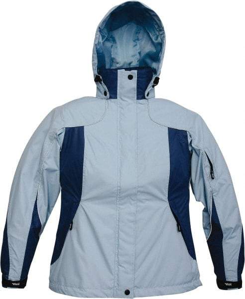 Viking - Size XL, Light Blue, Rain, Wind Resistant Jacket - 47" Chest, 4 Pockets, Detachable Hood - Caliber Tooling