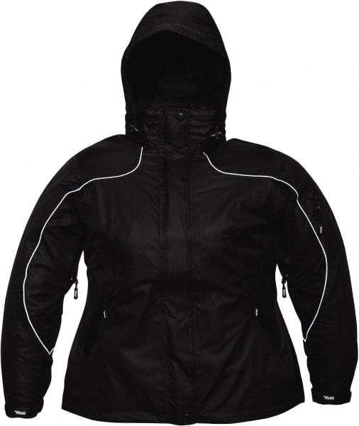 Viking - Size XL, Black, Rain, Wind Resistant Jacket - 47" Chest, 4 Pockets, Detachable Hood - Caliber Tooling