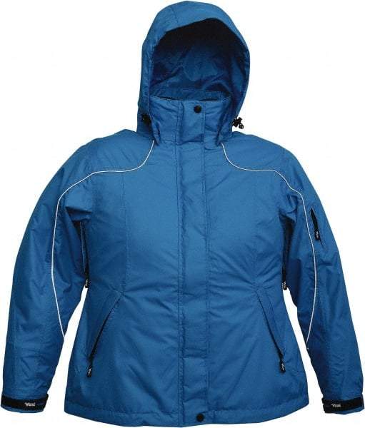 Viking - Size M, Blue, Rain, Wind Resistant Jacket - 40" Chest, 4 Pockets, Detachable Hood - Caliber Tooling