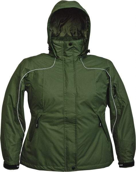 Viking - Size S, Green, Rain, Wind Resistant Jacket - 37" Chest, 4 Pockets, Detachable Hood - Caliber Tooling