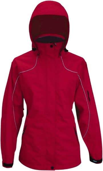 Viking - Size 2XL, Red, Rain, Wind Resistant Jacket - 51" Chest, 4 Pockets, Detachable Hood - Caliber Tooling