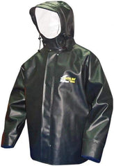 Viking - Size L, Green, Rain, Chemical, Wind Resistant Jacket - 43" Chest, Attached Hood - Caliber Tooling