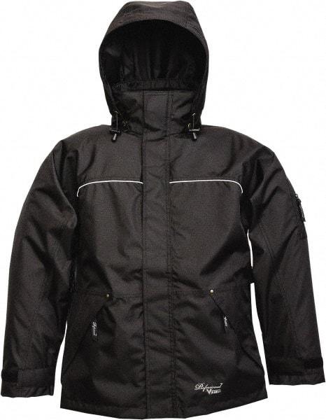 Viking - Size S, Black, Rain, Wind Resistant Jacket - 37" Chest, 3 Pockets, Detachable Hood - Caliber Tooling