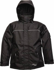 Viking - Size 3XL, Black, Rain, Wind Resistant Jacket - 55" Chest, 3 Pockets, Detachable Hood - Caliber Tooling