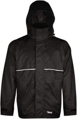 Viking - Size XL, Black, Rain, Wind Resistant Jacket - 47" Chest, 3 Pockets, Detachable Hood - Caliber Tooling