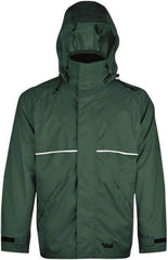 Viking - Size S, Green, Rain, Wind Resistant Jacket - 37" Chest, 3 Pockets, Detachable Hood - Caliber Tooling