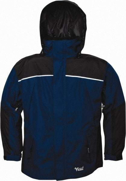 Viking - Size M, Navy & Charcoal, Rain, Wind Resistant Jacket - 40" Chest, 5 Pockets, Detachable Hood - Caliber Tooling