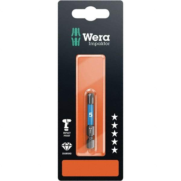 Wera - 5mm Hex Screwdriver Bit - 1/4" Drive, 50mm OAL - Caliber Tooling