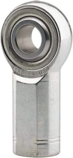 Made in USA - 1" ID, 2-3/4" Max OD, 76,205 Lb Max Static Cap, Plain Female Spherical Rod End - 1-1/4 - 12 LH, 0.469" Shank Diam, 2-1/8" Shank Length, Alloy Steel with Steel Raceway - Caliber Tooling