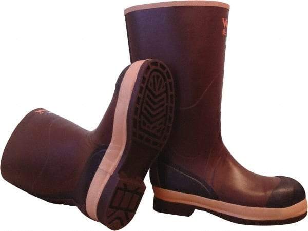 Viking - Men's Size 9 Medium Width Steel Knee Boot - Brown, Tan, Rubber Upper, Nitrile Rubber Outsole, 16" High, Chemical Resistant, Non-Slip, Cold Protection, Waterproof - Caliber Tooling