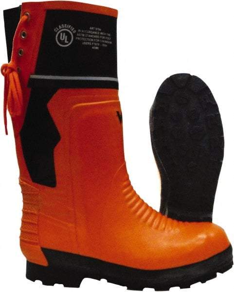 Viking - Men's Size 10 Medium Width Steel Work Boot - Black, Orange, Rubber Upper, Nitrile Rubber Outsole, 15" High, Chemical Resistant, Waterproof, Non-Slip, Cut Resistant - Caliber Tooling