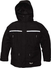 Viking - Size M, Black, Rain, Wind Resistant, Cold Weather Jacket - 40" Chest, 5 Pockets, Detachable Hood - Caliber Tooling