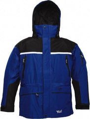 Viking - Size 4XL, Black & Royal Blue, Rain, Wind Resistant, Cold Weather Jacket - 58" Chest, 5 Pockets, Detachable Hood - Caliber Tooling