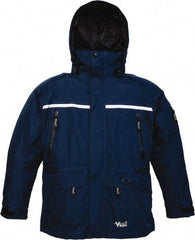 Viking - Size 4XL, Black & Navy, Rain, Wind Resistant, Cold Weather Jacket - 58" Chest, 5 Pockets, Detachable Hood - Caliber Tooling