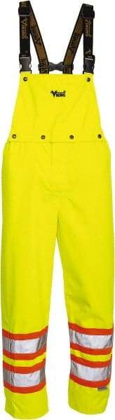 Viking - Size 4XL, High Visibility Yellow, Rain, Wind Resistant Bib Overall - No Pockets - Caliber Tooling