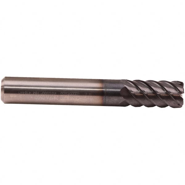 Emuge - 16mm Diam, 32mm LOC, 8 Flute Solid Carbide Roughing & Finishing End Mill - TiAlN Finish, 92mm OAL, 16mm Shank Diam, Cylindrical Shank, 50° Helix, Long Length - Caliber Tooling