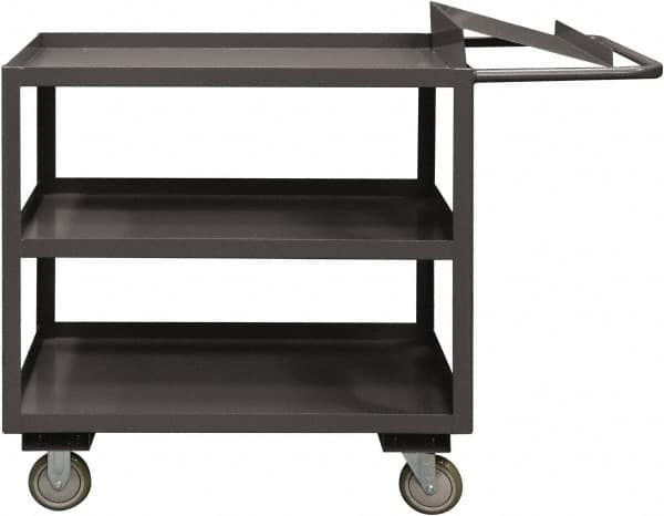 Durham - 1,200 Lb Capacity, 24" Wide x 36" Long x 37-5/8" High Order Picking Cart - 3 Shelf, Steel, 2 Rigid/2 Swivel Casters - Caliber Tooling